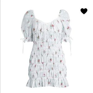 FOR LOVE & LEMONS
Smocked Puff-Sleeve Eyelet Dress white S NWT